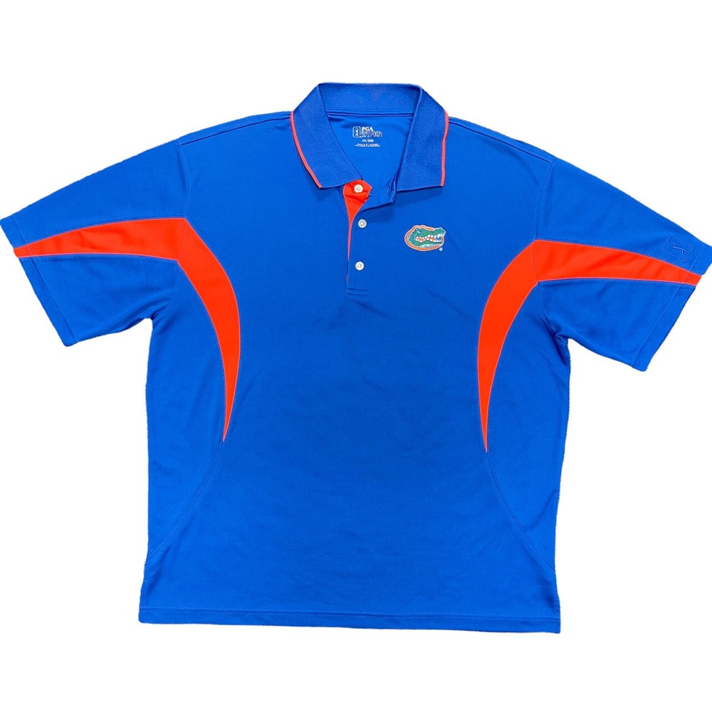 Florida Gators University PGA Tour Blue Golf Polo Shirt Mens Size XL Embroidered